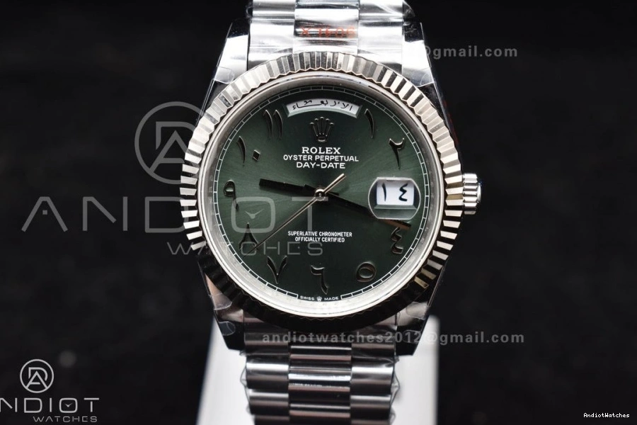Steel SS President 722 904L V3 UrbanStyle Weight) 40 VR3255 Green DayDate Arabic JDF Dial on (Gain Bracelet 0718